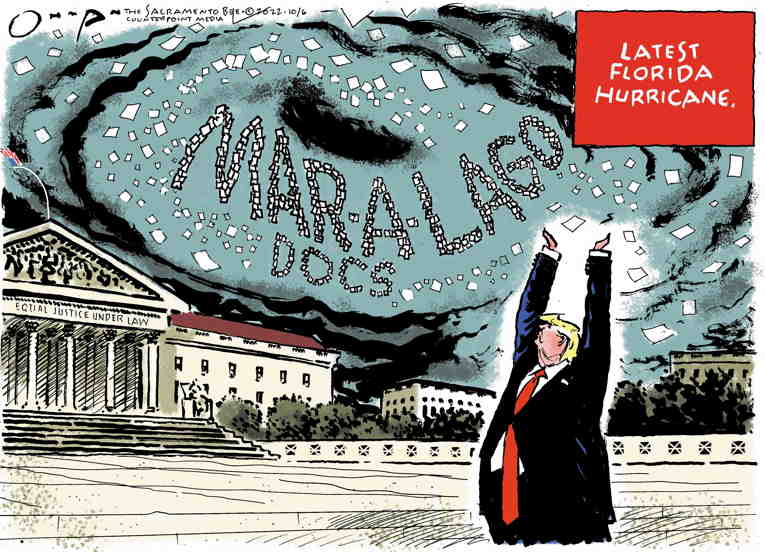 Political/Editorial Cartoon by Jack Ohman, The Oregonian on Mar-a-Lago Survives Storm