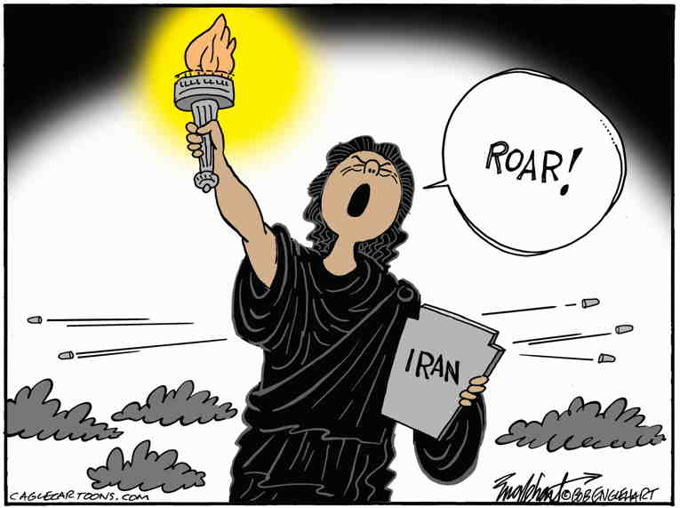 Political/Editorial Cartoon by Bob Engelhart, Hartford Courant on Iran Protests Continue