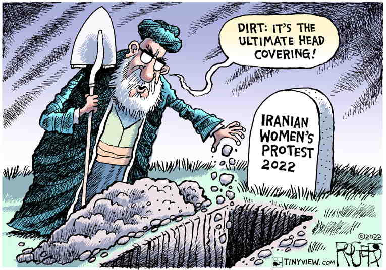 Political/Editorial Cartoon by Rob Rogers on Iran Protests Continue