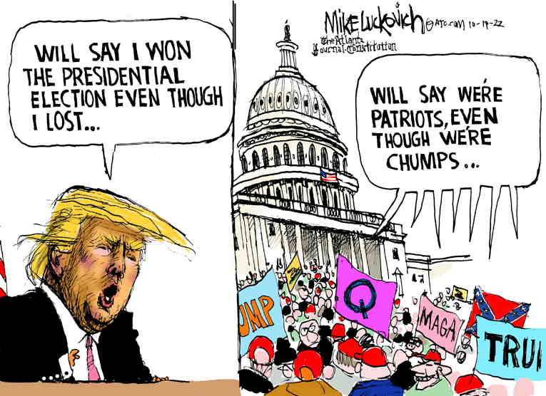 Political/Editorial Cartoon by Mike Luckovich, Atlanta Journal-Constitution on Trump’s Troubles Mount