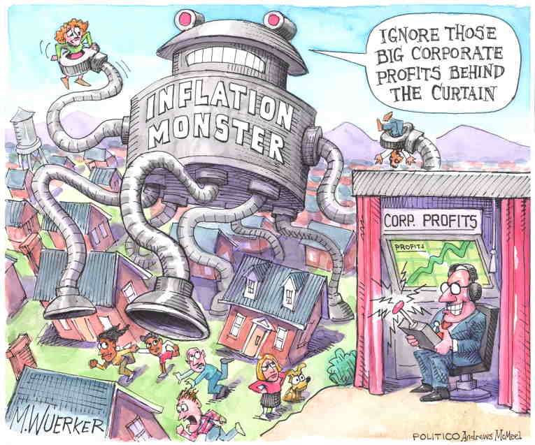 Political/Editorial Cartoon by Matt Wuerker, Politico on Inflation Fueling Fascists