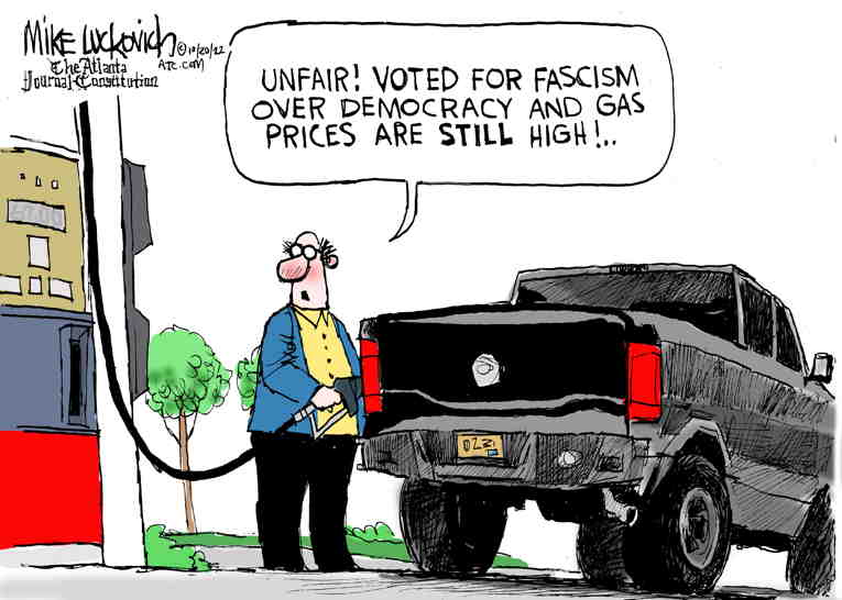 Political/Editorial Cartoon by Mike Luckovich, Atlanta Journal-Constitution on Inflation Fueling Fascists