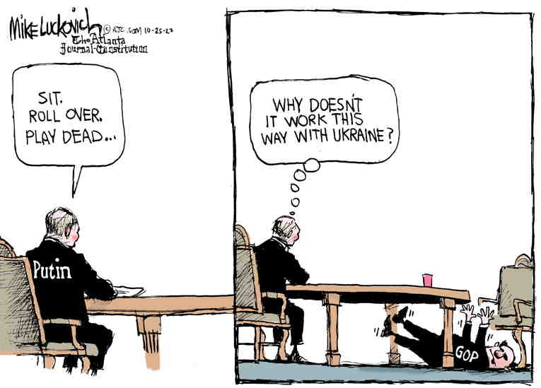 Political/Editorial Cartoon by Mike Luckovich, Atlanta Journal-Constitution on “That’s What I Do,” Says Putin