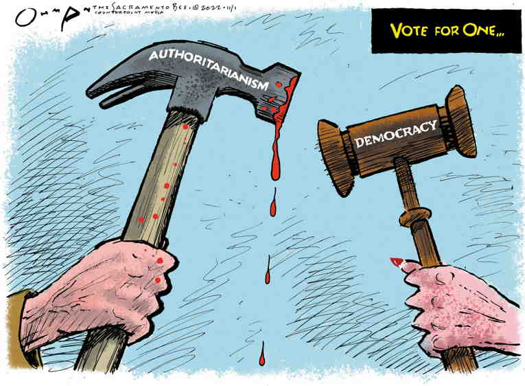 Political/Editorial Cartoon by Jack Ohman, The Oregonian on Races Too Close to Call