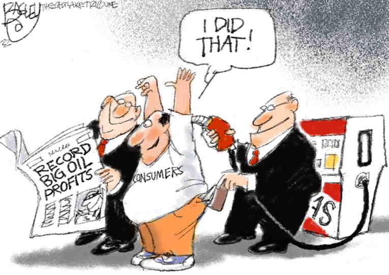 Political/Editorial Cartoon by Pat Bagley, Salt Lake Tribune on Corporate Profits Skyrocket