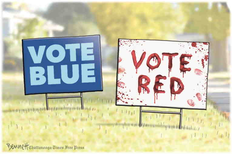 Political/Editorial Cartoon by Clay Bennett, Chattanooga Times Free Press on Pre-Election Drama