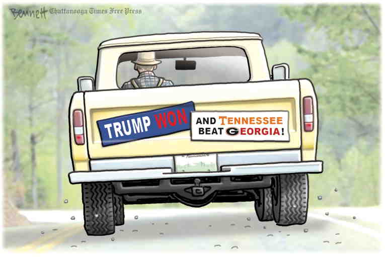 Political/Editorial Cartoon by Clay Bennett, Chattanooga Times Free Press on Trump Teases Announcement