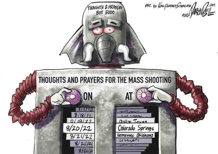 Political/Editorial Cartoon by Darrin Bell, Washington Post Writers Group on Yet Another Mass Shooting