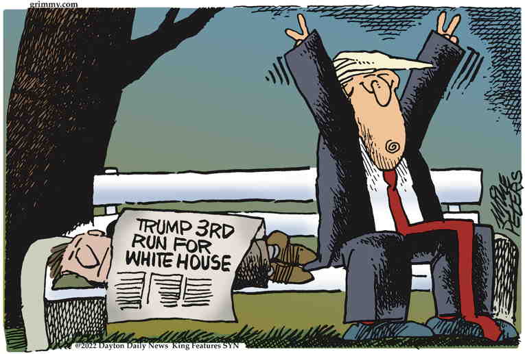 Political/Editorial Cartoon by Mike Peters, Dayton Daily News on Trump Announcement Fizzles