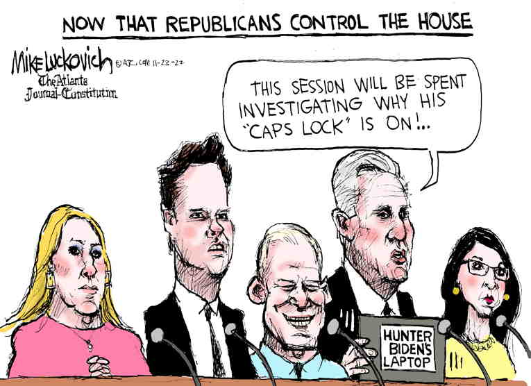 Political/Editorial Cartoon by Mike Luckovich, Atlanta Journal-Constitution on GOP House in Chaos