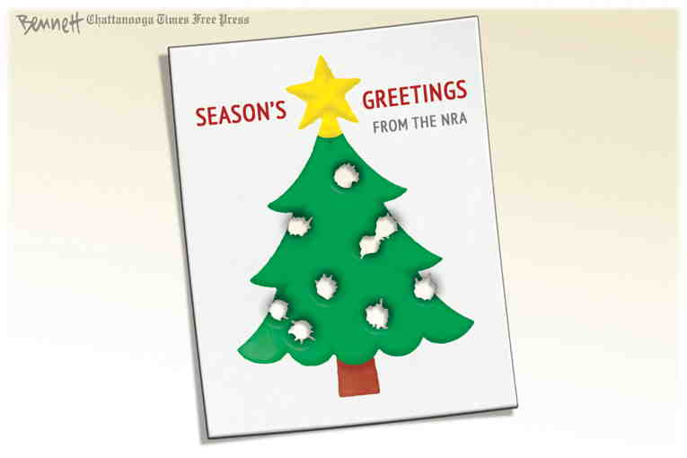 Political/Editorial Cartoon by Clay Bennett, Chattanooga Times Free Press on Holiday Season Begins