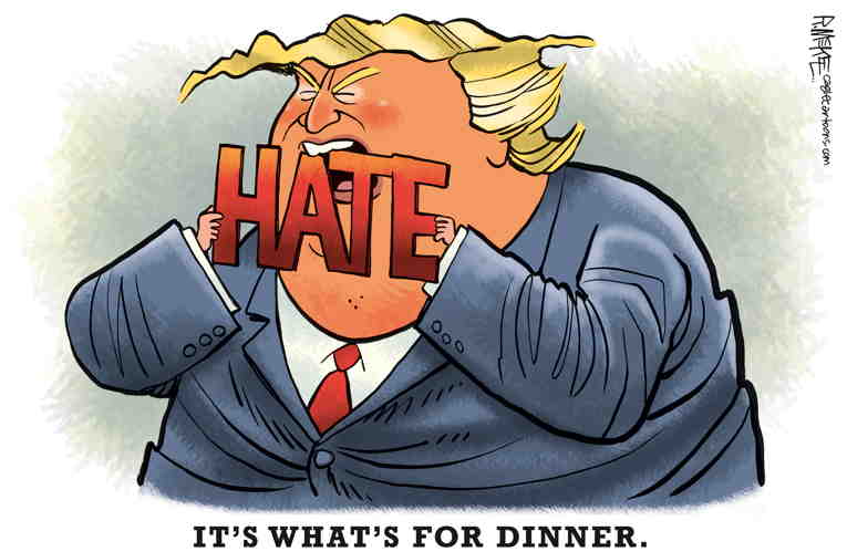 Political/Editorial Cartoon by Rick McKee, The Augusta Chronicle on Trump Hosts White Supremacist