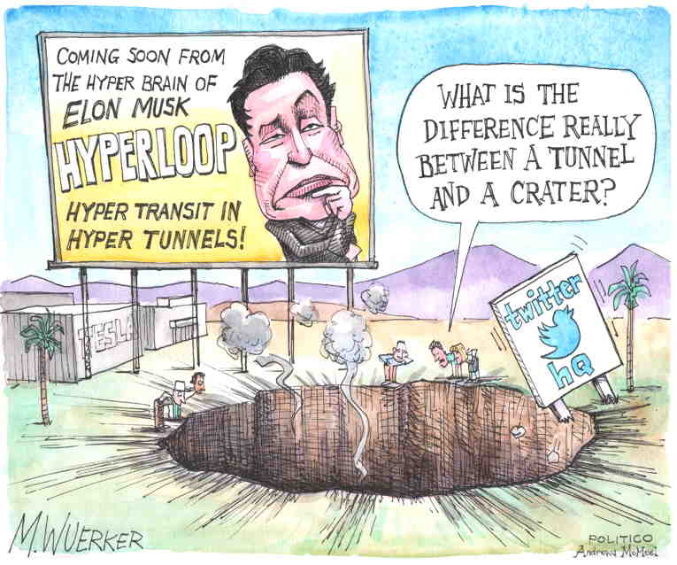 Political/Editorial Cartoon by Matt Wuerker, Politico on Musk’s Twitter Sets New Course