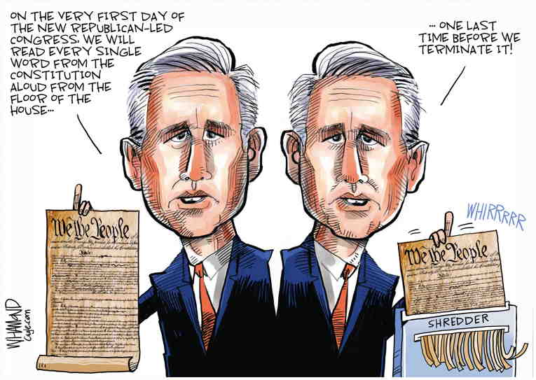 Political/Editorial Cartoon by Dave Whamond, Canada, PoliticalCartoons.com on McCarthy Reveals GOP Plan