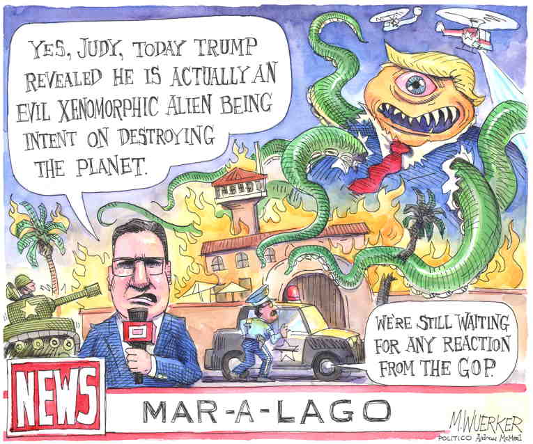 Political/Editorial Cartoon by Matt Wuerker, Politico on Trump Calls for Reinstatement