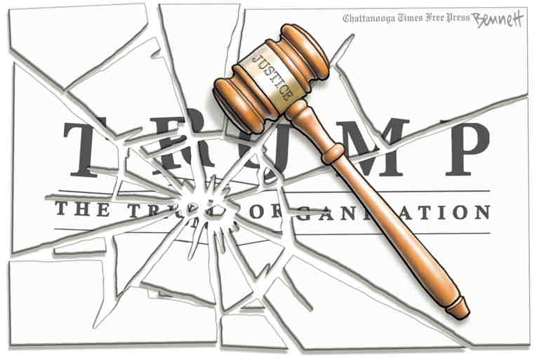 Political/Editorial Cartoon by Clay Bennett, Chattanooga Times Free Press on Trump Org. Found Guilty