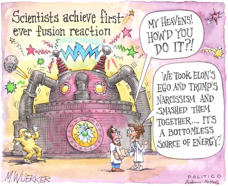 Political/Editorial Cartoon by Matt Wuerker, Politico on Fusion Breakthrough Lauded