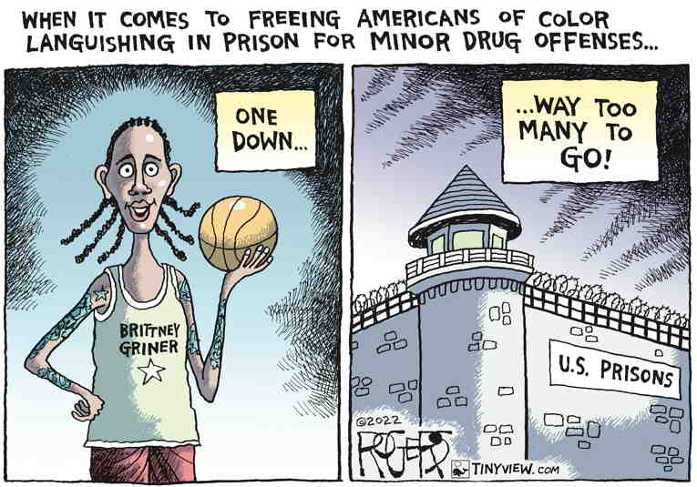 Political/Editorial Cartoon by Rob Rogers on Brittney Griner Comes Home