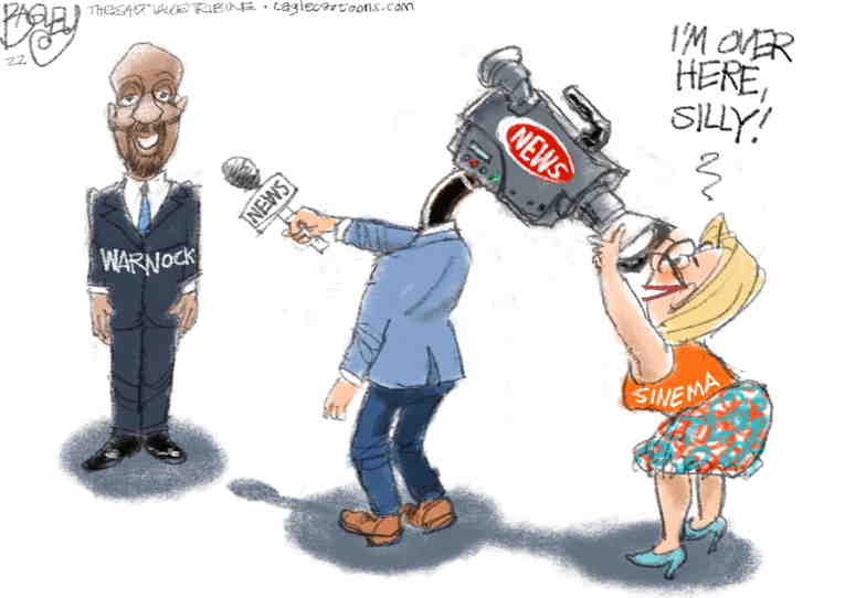 Political/Editorial Cartoon by Pat Bagley, Salt Lake Tribune on Kyrsten Sinema Makes Headlines