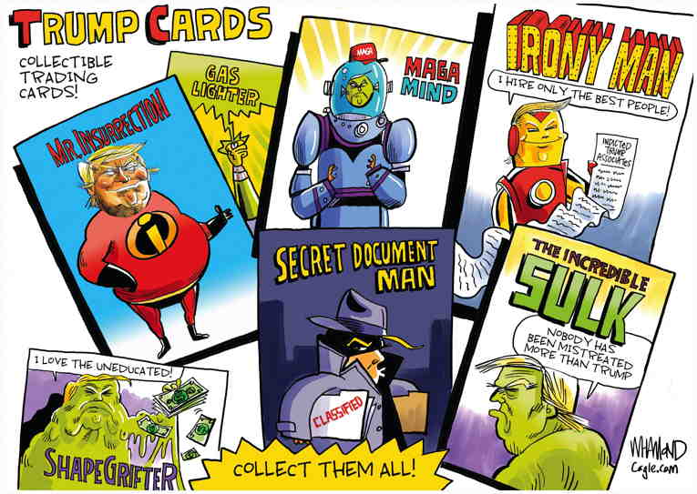 Political/Editorial Cartoon by Dave Whamond, Canada, PoliticalCartoons.com on Trump Releases Hero Cards