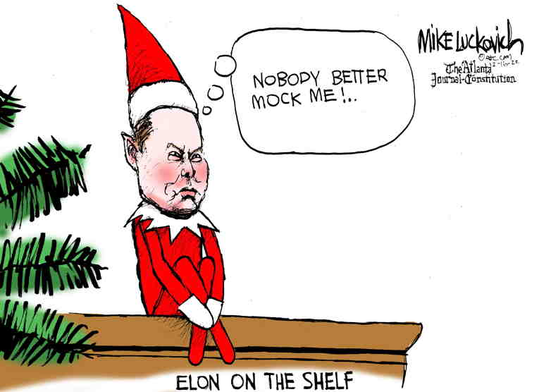 Political/Editorial Cartoon by Mike Luckovich, Atlanta Journal-Constitution on Elon Musk Loses Billions