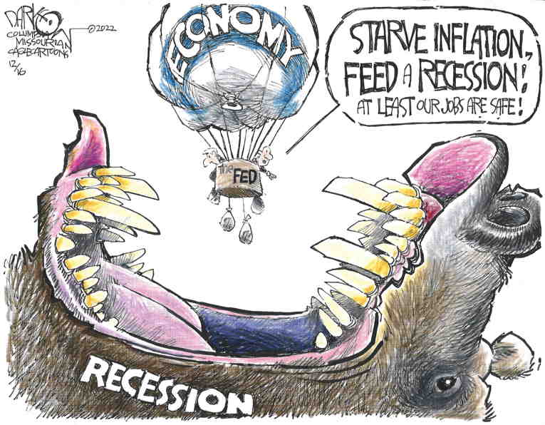 Political/Editorial Cartoon by John Darkow, Columbia Daily Tribune, Missouri on Inflation Eases Somewhat