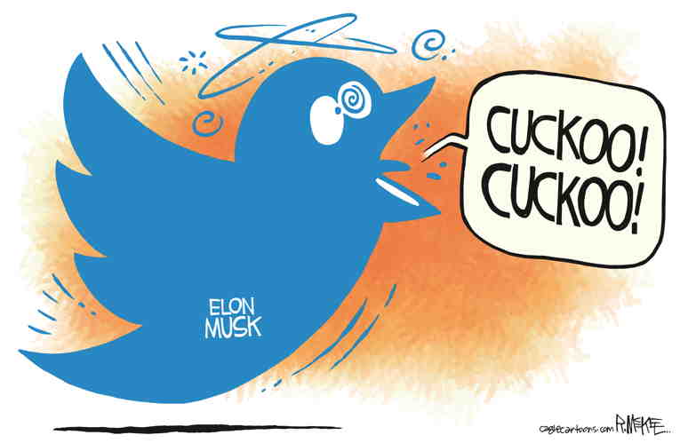 Political/Editorial Cartoon by Rick McKee, The Augusta Chronicle on Musk to Step Down