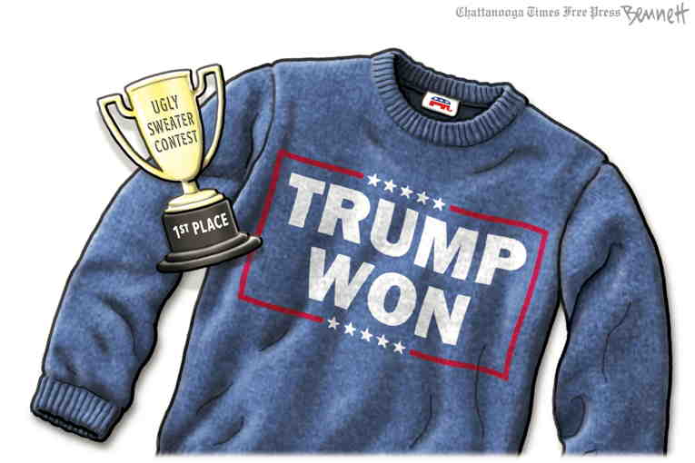 Political/Editorial Cartoon by Clay Bennett, Chattanooga Times Free Press on Holiday Season Arrives