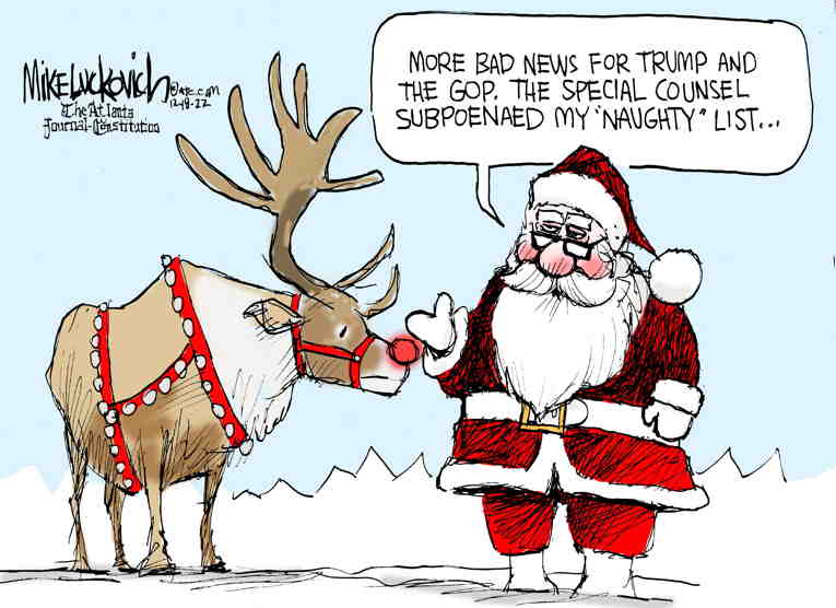 Political/Editorial Cartoon by Mike Luckovich, Atlanta Journal-Constitution on Holiday Season Arrives