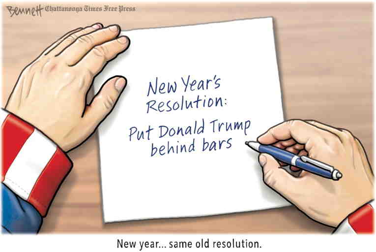 Political/Editorial Cartoon by Clay Bennett, Chattanooga Times Free Press on 2022 Bids Farewell