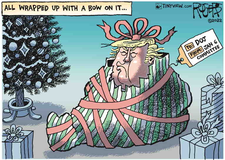 Political/Editorial Cartoon by Rob Rogers on 2022 Bids Farewell