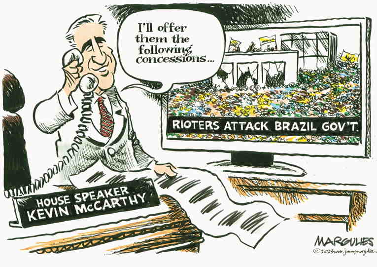 Political/Editorial Cartoon by Jimmy Margulies, King Features on Rioters Seize Brazil’s Capital