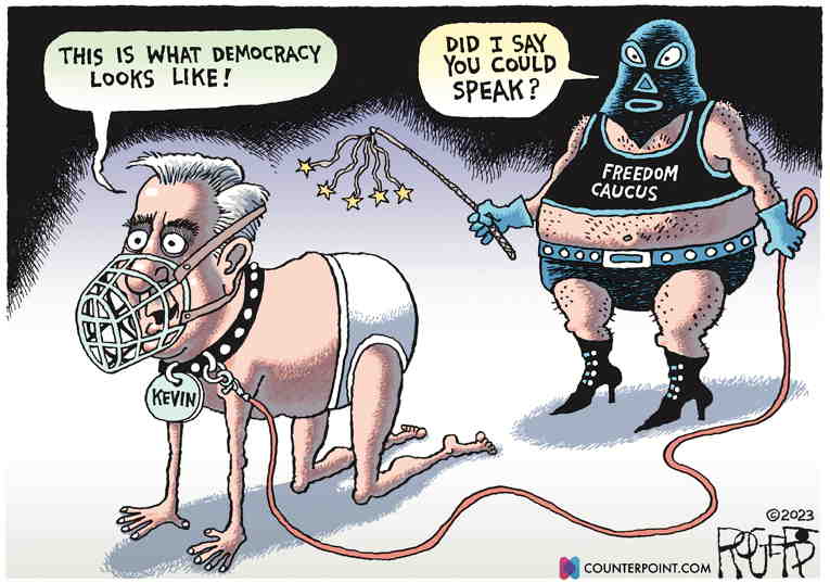 Political/Editorial Cartoon by Rob Rogers on McCarthy Wins Speakership