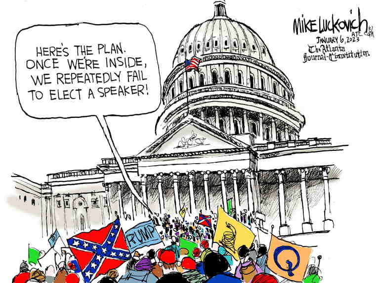 Political/Editorial Cartoon by Mike Luckovich, Atlanta Journal-Constitution on McCarthy Wins Speakership