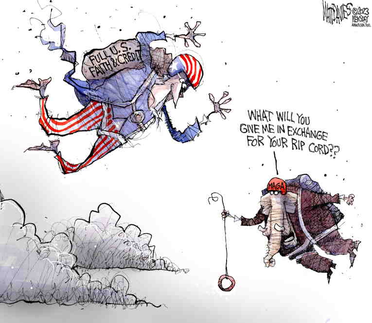 Political/Editorial Cartoon by Matt Davies, Journal News on Debt Ceiling Circus