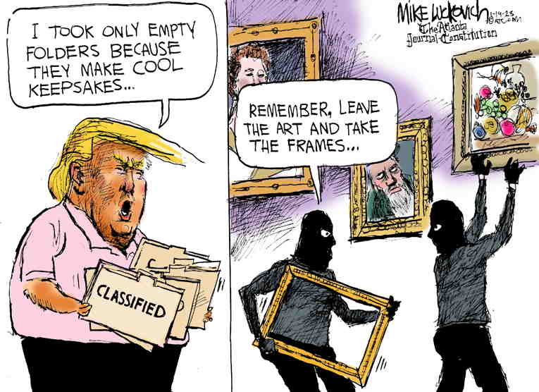 Political/Editorial Cartoon by Mike Luckovich, Atlanta Journal-Constitution on More Classified Documents Found