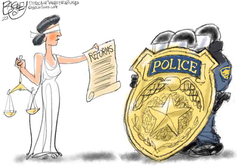 Political/Editorial Cartoon by Pat Bagley, Salt Lake Tribune on Video Shocks Nation