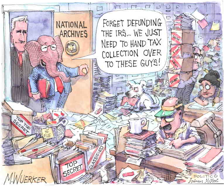 Political/Editorial Cartoon by Matt Wuerker, Politico on Biden, Pence Find Classified Docs