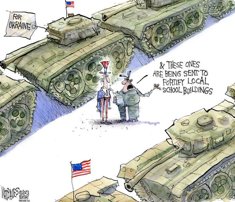 Political/Editorial Cartoon by Matt Davies, Journal News on Danger Zone Identified
