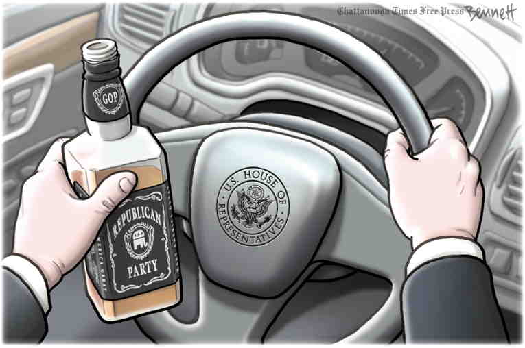 Political/Editorial Cartoon by Clay Bennett, Chattanooga Times Free Press on GOP House Gets to Work