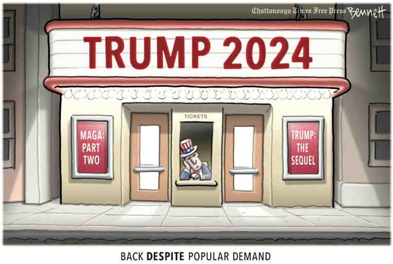 Political/Editorial Cartoon by Clay Bennett, Chattanooga Times Free Press on Trump Ramps Up Campaign
