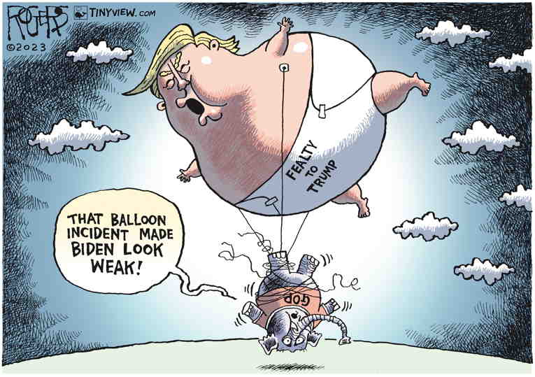 Political/Editorial Cartoon by Rob Rogers on US Shoots Down Balloon