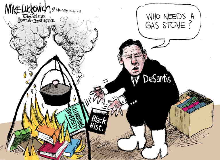 Political/Editorial Cartoon by Mike Luckovich, Atlanta Journal-Constitution on DeSantis Wows GOP Base