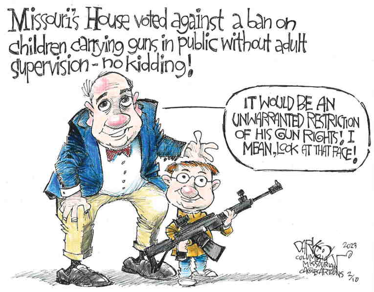 Political/Editorial Cartoon by John Darkow, Columbia Daily Tribune, Missouri on Gun Kills People