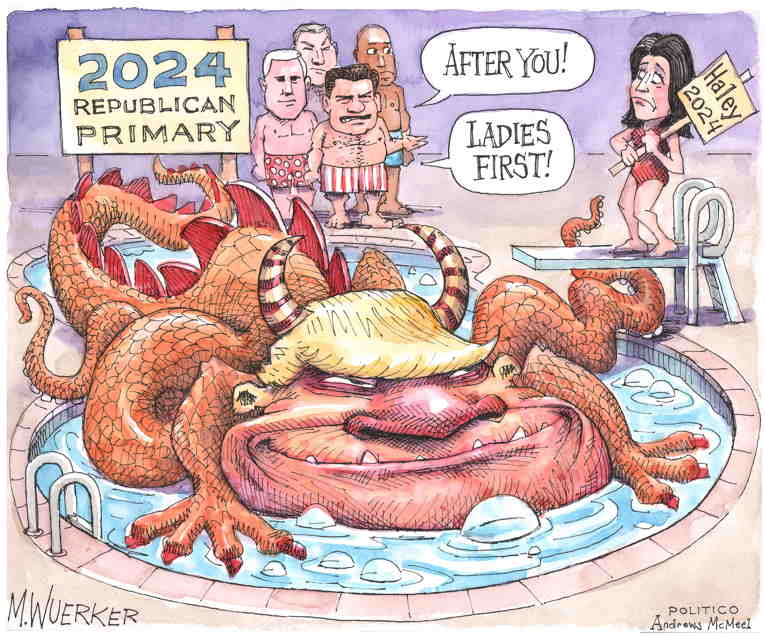 Political/Editorial Cartoon by Matt Wuerker, Politico on Trump Still Top Republican