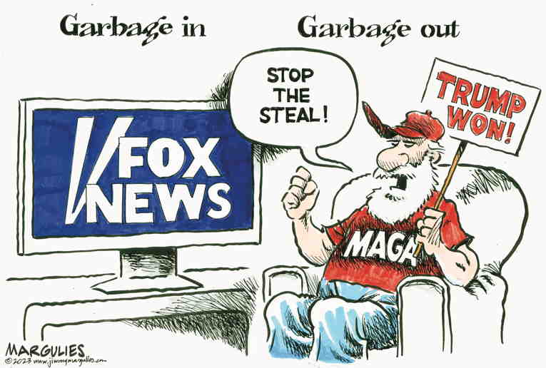 Political/Editorial Cartoon by Jimmy Margulies, King Features on Texts Reveal Fox’s Motives