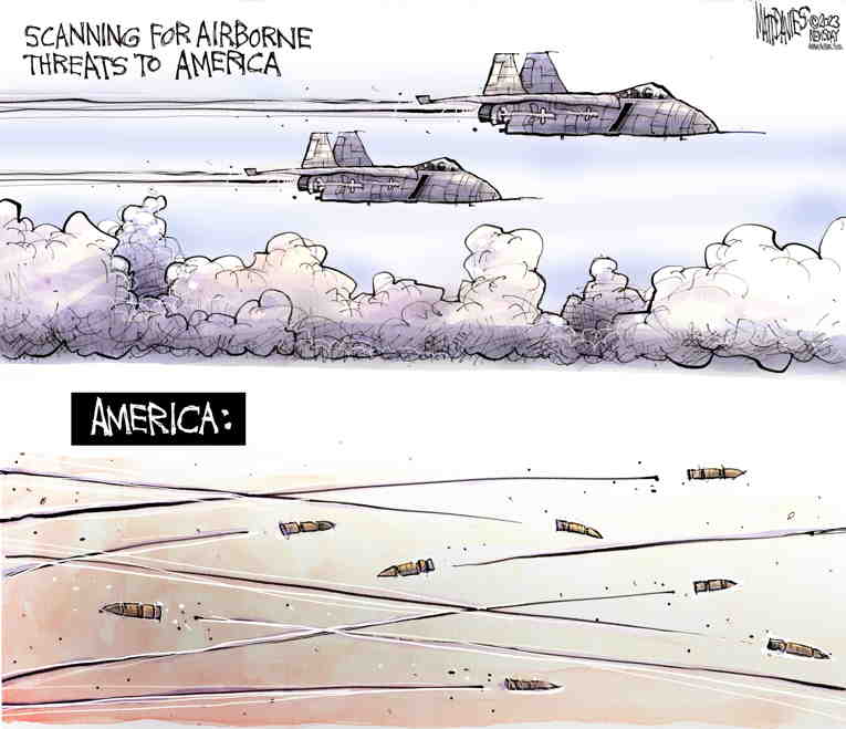 Political/Editorial Cartoon by Matt Davies, Journal News on U.S. Still #1 in Shootings