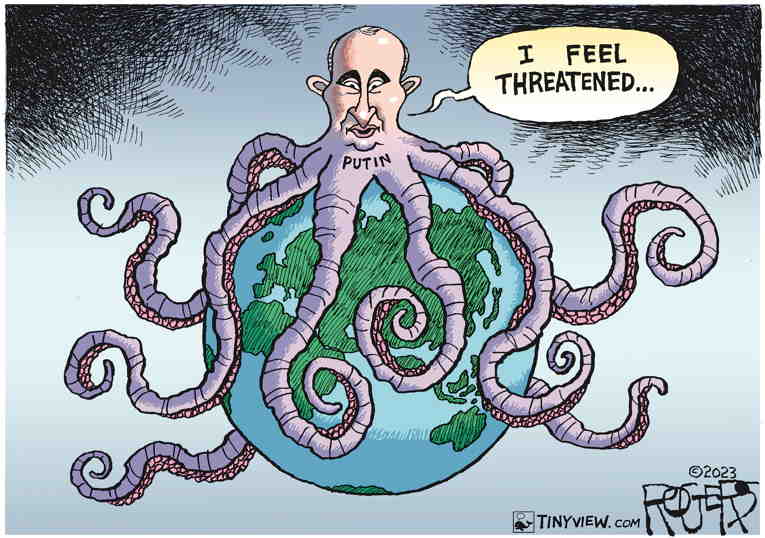 Political/Editorial Cartoon by Rob Rogers on Invasion Reaches 1-Year Mark