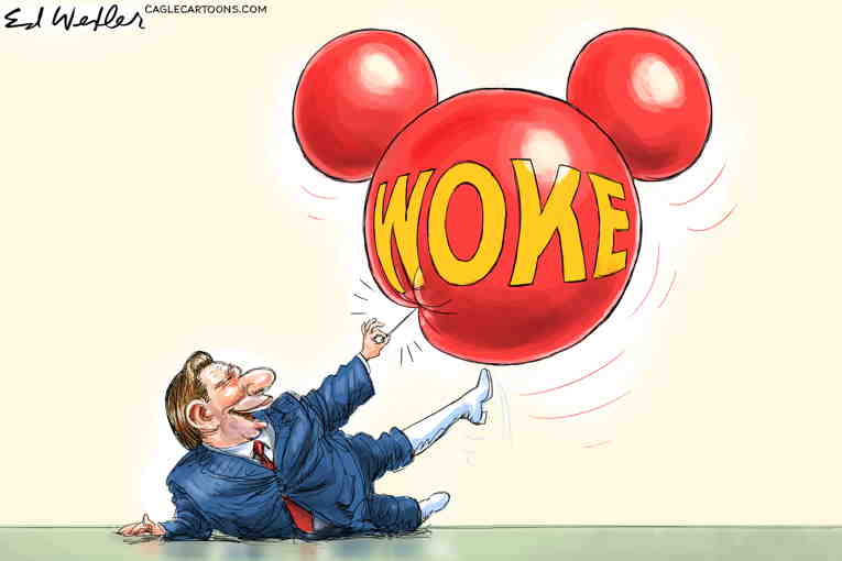 Political/Editorial Cartoon by Ed Wexler, PoliticalCartoons.com on Fight Against Wokeness Escalates
