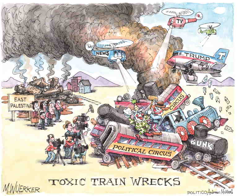 Political/Editorial Cartoon by Matt Wuerker, Politico on Toxic Train Angers Residents